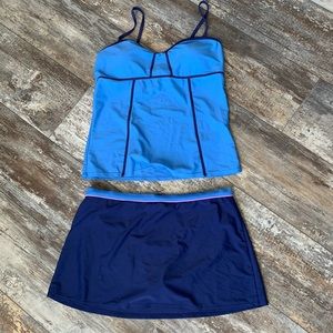 Two piece blue bathing suit
